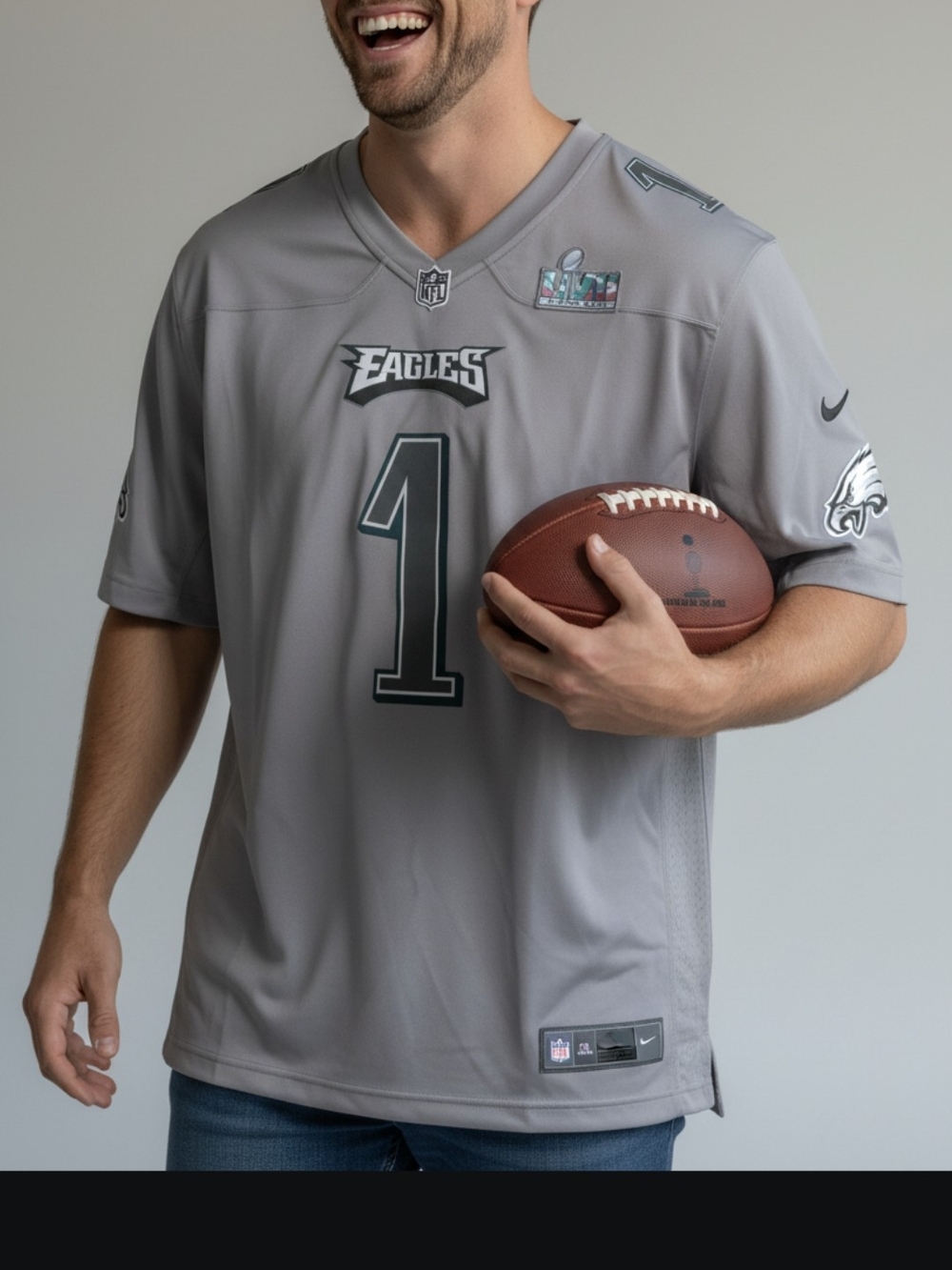 NFL Philadelphia Eagles Gray Men’s Jersey #1